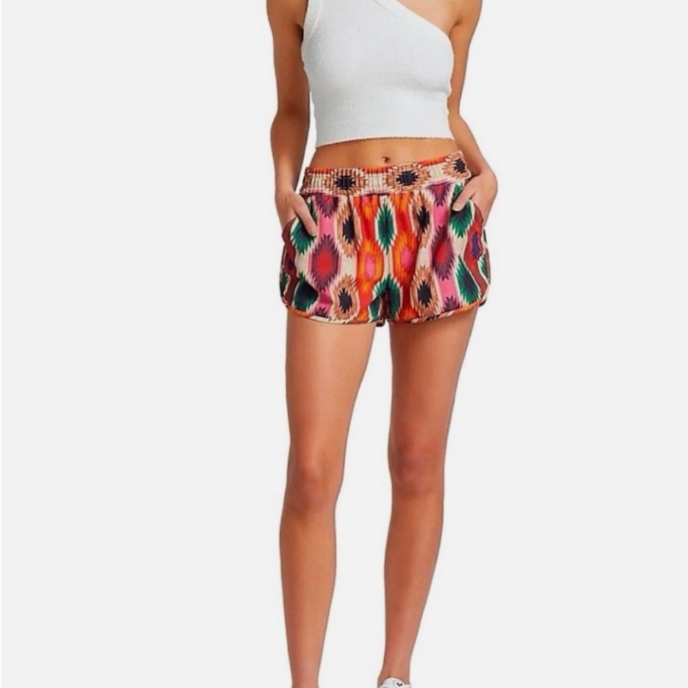 Alice & Olivia Kirr multi color print running shorts size S